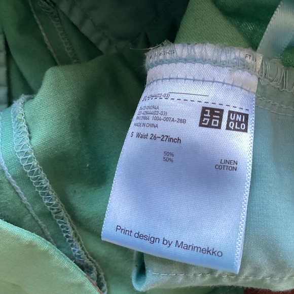 Vintage xs light green linen top, small marimekko linen pant set - Picture 5 of 8